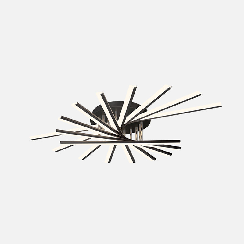 Modern Minimalist LED Ceiling Light Lacquered Iron Linear Flush Mount with Acrylic Shade