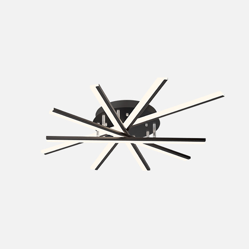 Modern Minimalist LED Ceiling Light Lacquered Iron Linear Flush Mount with Acrylic Shade