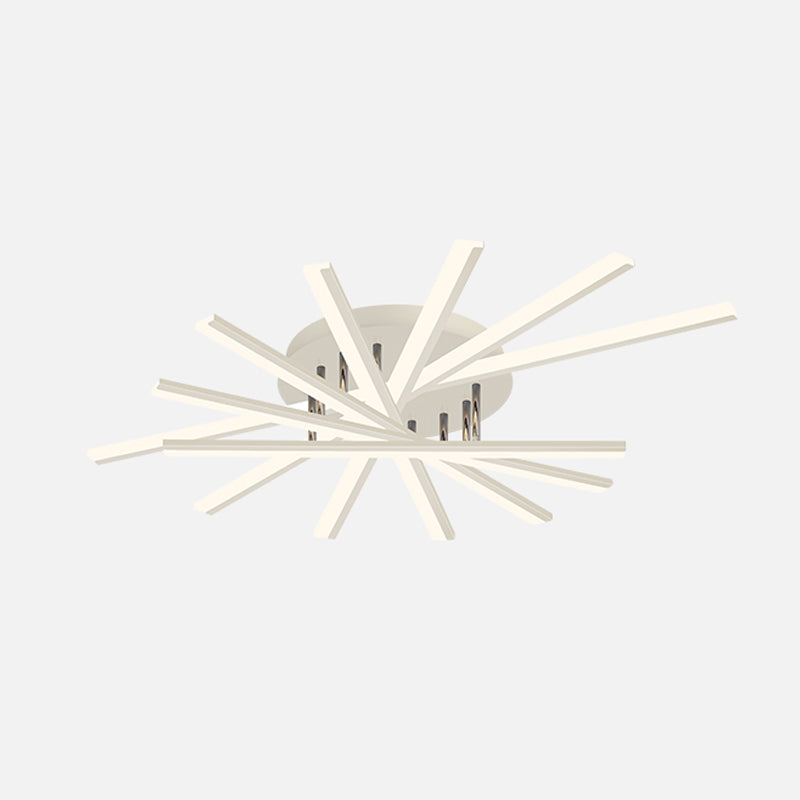 Modern Minimalist LED Ceiling Light Lacquered Iron Linear Flush Mount with Acrylic Shade