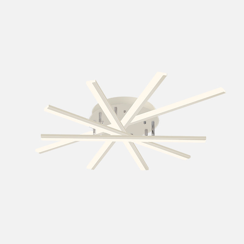 Modern Minimalist LED Ceiling Light Lacquered Iron Linear Flush Mount with Acrylic Shade