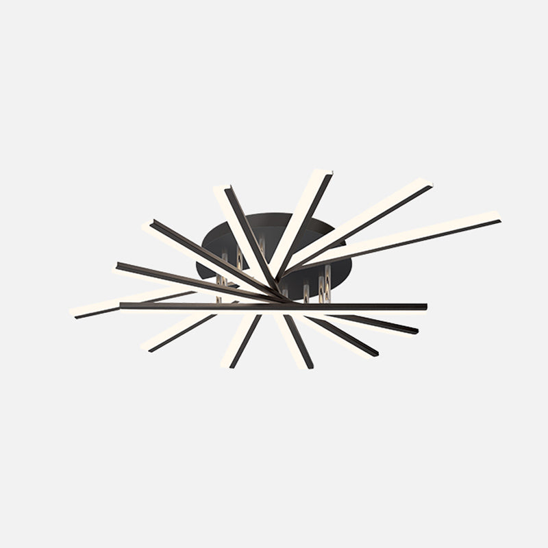 Modern Minimalist LED Ceiling Light Lacquered Iron Linear Flush Mount with Acrylic Shade