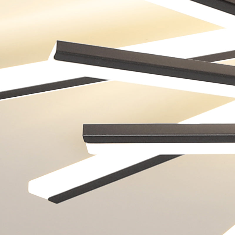 Modern Minimalist LED Ceiling Light Lacquered Iron Linear Flush Mount with Acrylic Shade