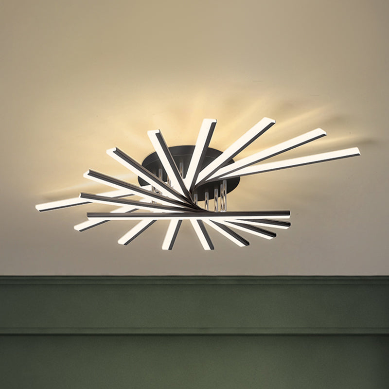 Modern Minimalist LED Ceiling Light Lacquered Iron Linear Flush Mount with Acrylic Shade