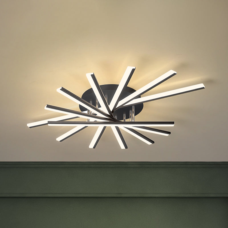 Modern Minimalist LED Ceiling Light Lacquered Iron Linear Flush Mount with Acrylic Shade