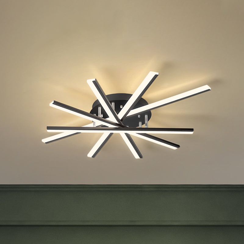 Modern Minimalist LED Ceiling Light Lacquered Iron Linear Flush Mount with Acrylic Shade