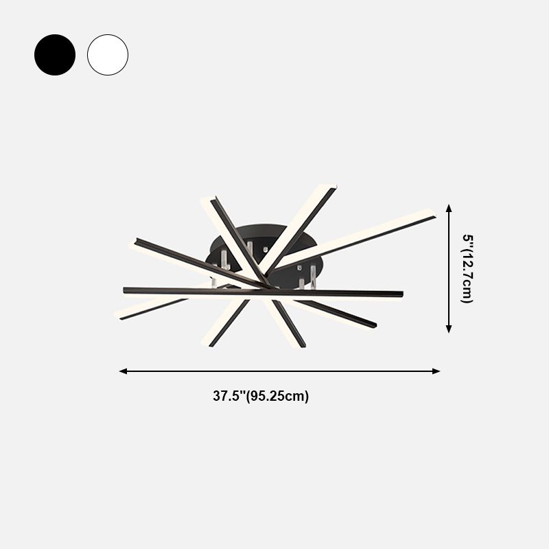 Modern Minimalist LED Ceiling Light Lacquered Iron Linear Flush Mount with Acrylic Shade