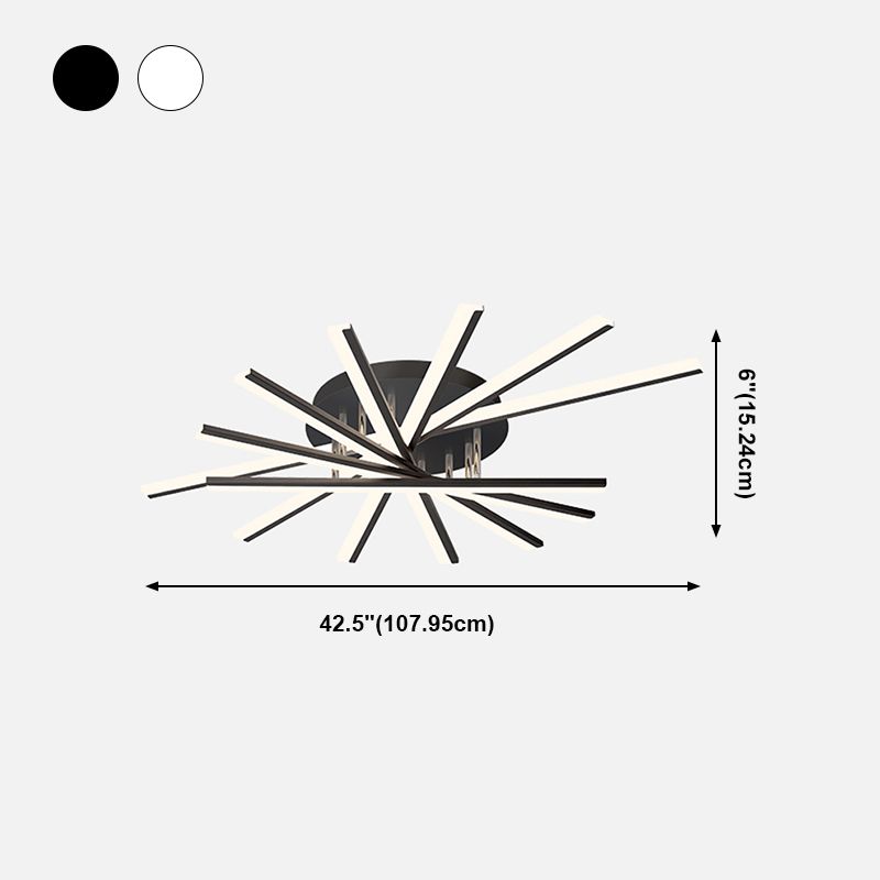 Modern Minimalist LED Ceiling Light Lacquered Iron Linear Flush Mount with Acrylic Shade