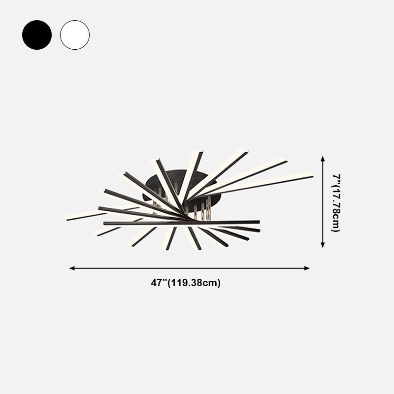 Modern Minimalist LED Ceiling Light Lacquered Iron Linear Flush Mount with Acrylic Shade