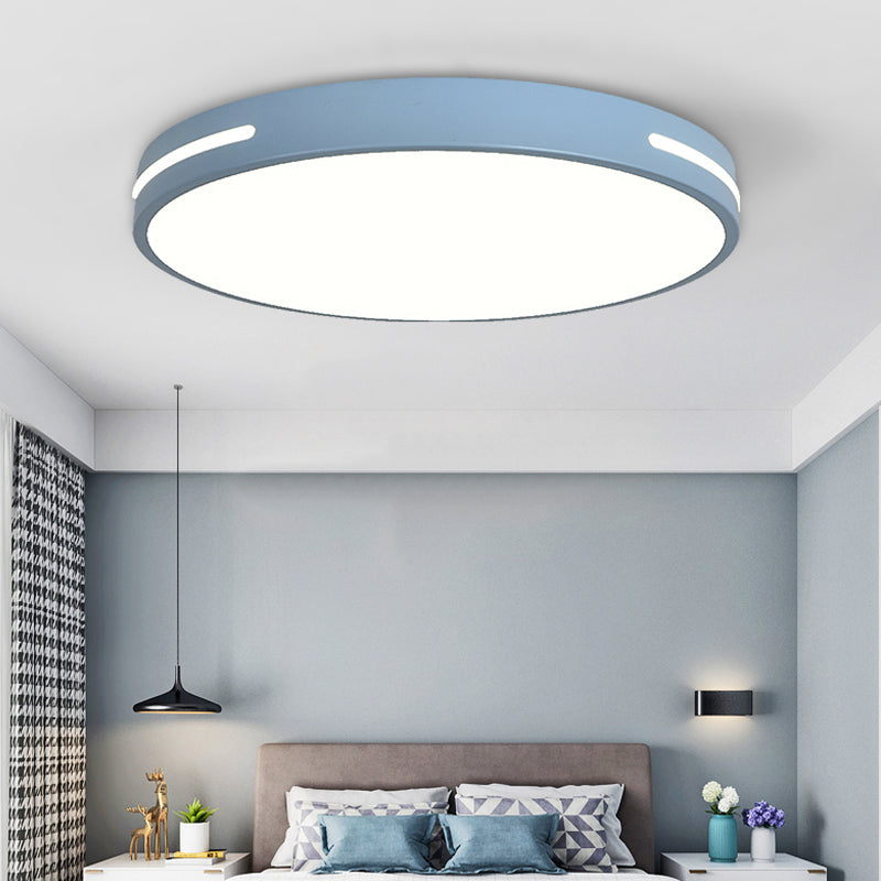 Plafonnier LED en fer laqué dans un style moderne et concis, plafonnier circulaire en acrylique en forme de macaron