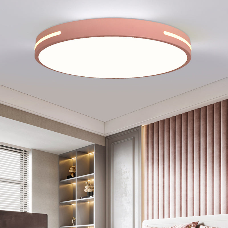 Plafonnier LED en fer laqué dans un style moderne et concis, plafonnier circulaire en acrylique en forme de macaron