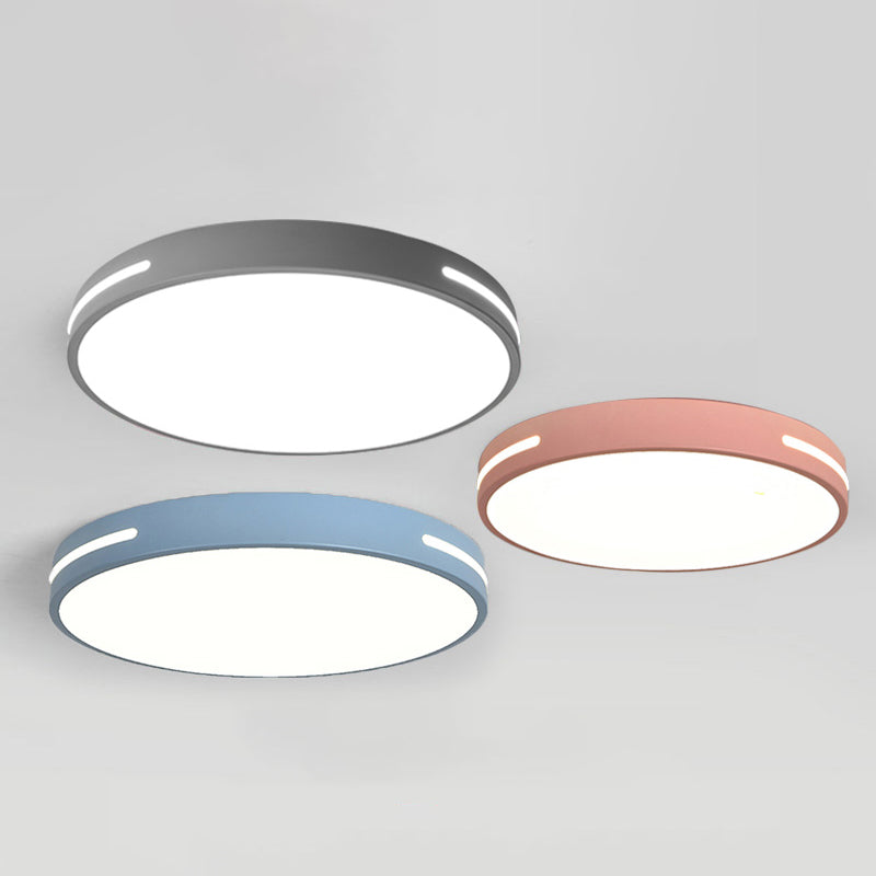 Plafonnier LED en fer laqué dans un style moderne et concis, plafonnier circulaire en acrylique en forme de macaron