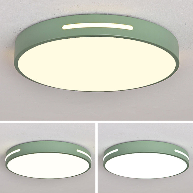 Plafonnier LED en fer laqué dans un style moderne et concis, plafonnier circulaire en acrylique en forme de macaron