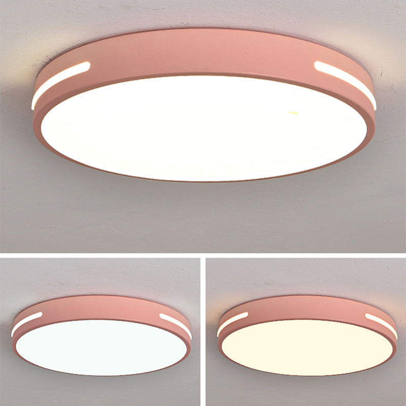 Plafonnier LED en fer laqué dans un style moderne et concis, plafonnier circulaire en acrylique en forme de macaron
