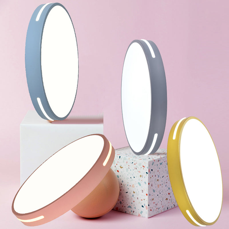 Plafonnier LED en fer laqué dans un style moderne et concis, plafonnier circulaire en acrylique en forme de macaron