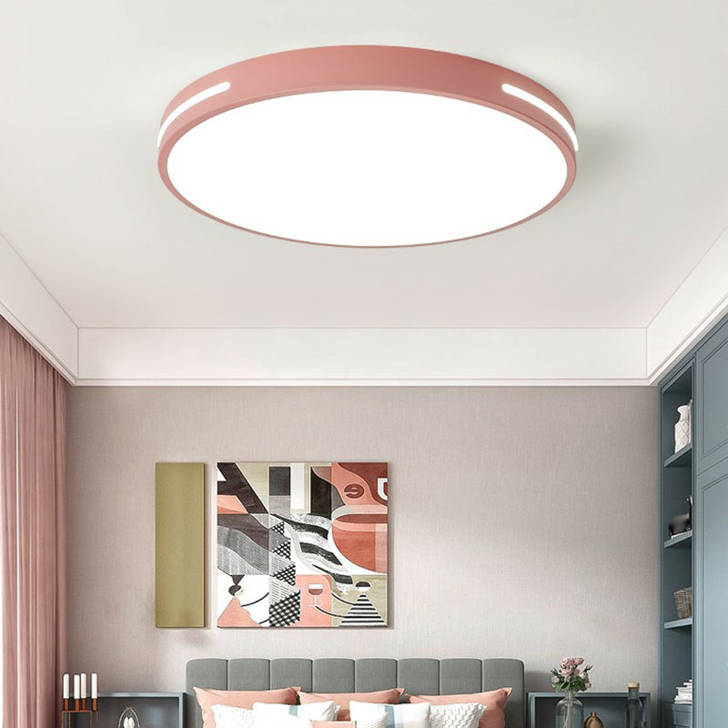Plafonnier LED en fer laqué dans un style moderne et concis, plafonnier circulaire en acrylique en forme de macaron