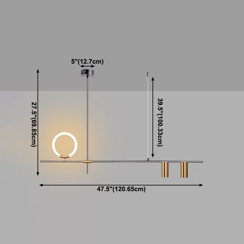 Iluminación de la isla geométrica Modernismo de lámpara de metal de metal para comedor de cocina