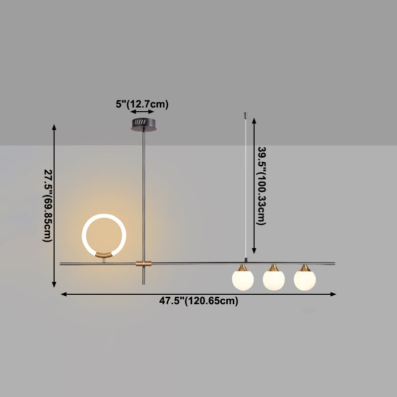 Iluminación de la isla geométrica Modernismo de lámpara de metal de metal para comedor de cocina