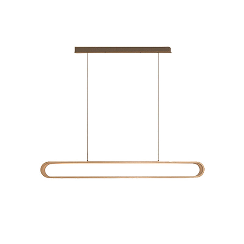 Oval Island Pendant LED Wood Modern Ceiling Pendant Light for Tea Room