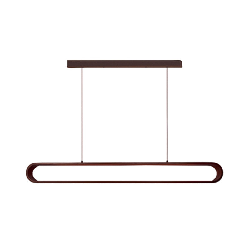Oval Island Pendant LED Wood Modern Ceiling Pendant Light for Tea Room