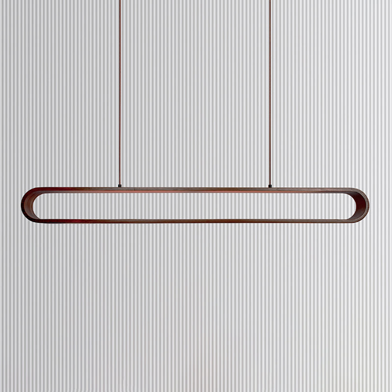 Oval Island Pendant LED Wood Modern Ceiling Pendant Light for Tea Room