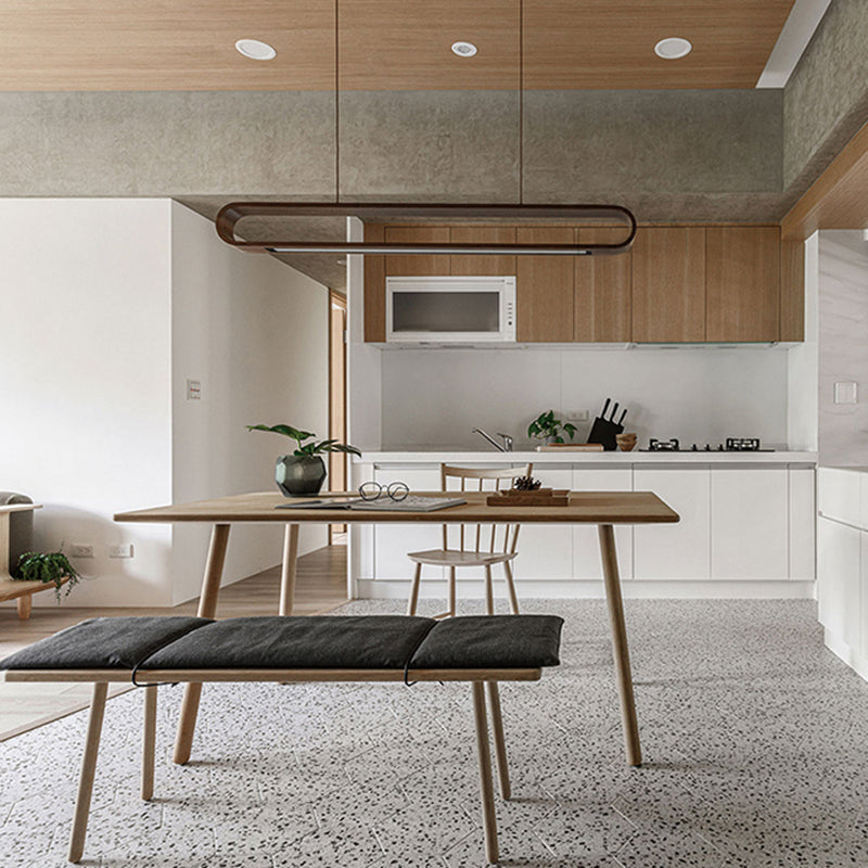 Oval Island Pendant LED Wood Modern Ceiling Pendant Light for Tea Room