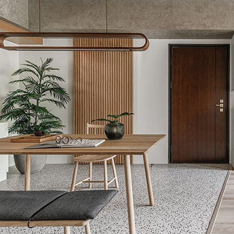 Oval Island Pendant LED Wood Modern Ceiling Pendant Light for Tea Room