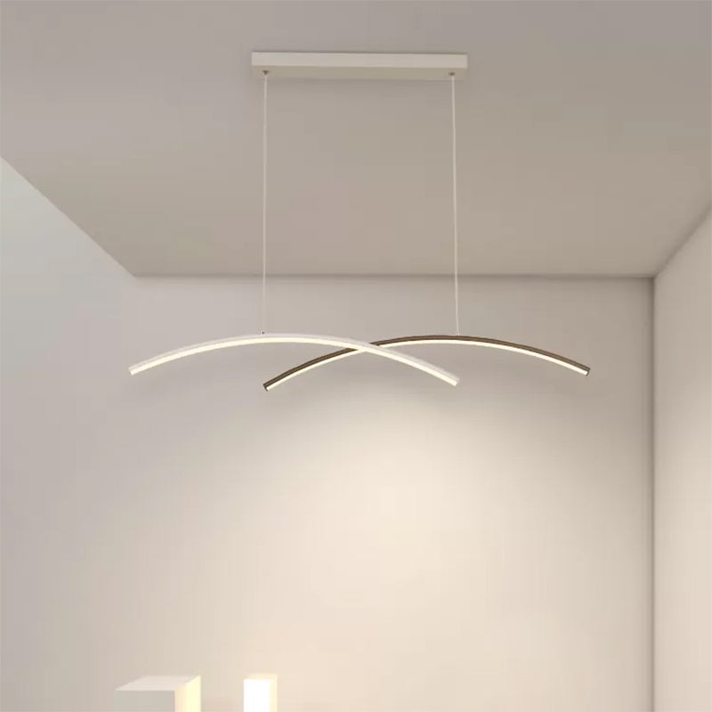 Nordische moderne Kronleuchterlampe Linear schwarz -weißer Inselanhänger für Esszimmer