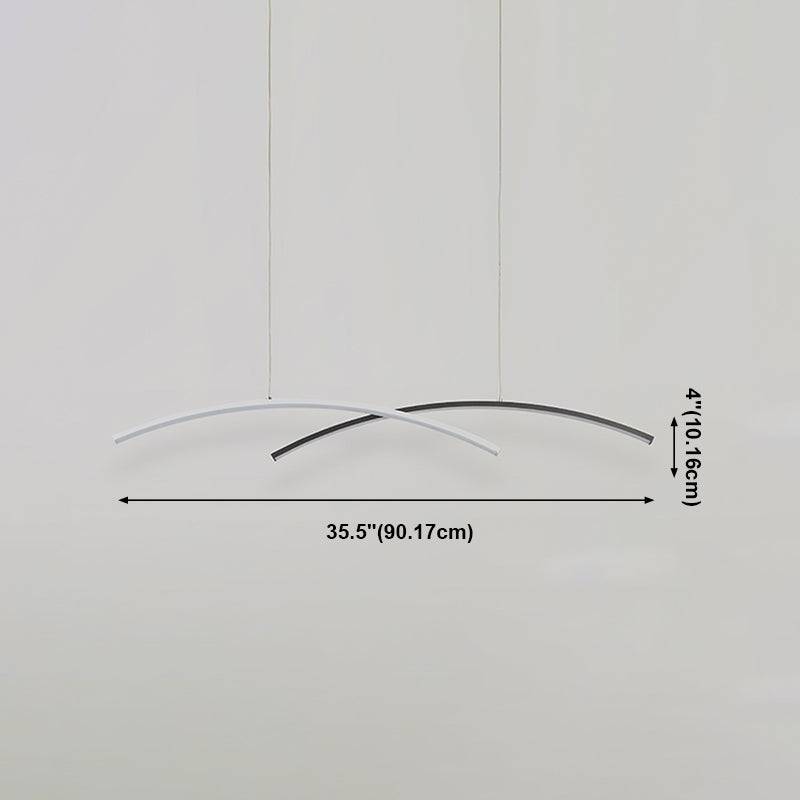 Nordische moderne Kronleuchterlampe Linear schwarz -weißer Inselanhänger für Esszimmer