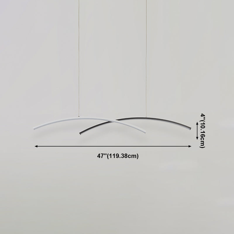 Nordische moderne Kronleuchterlampe Linear schwarz -weißer Inselanhänger für Esszimmer