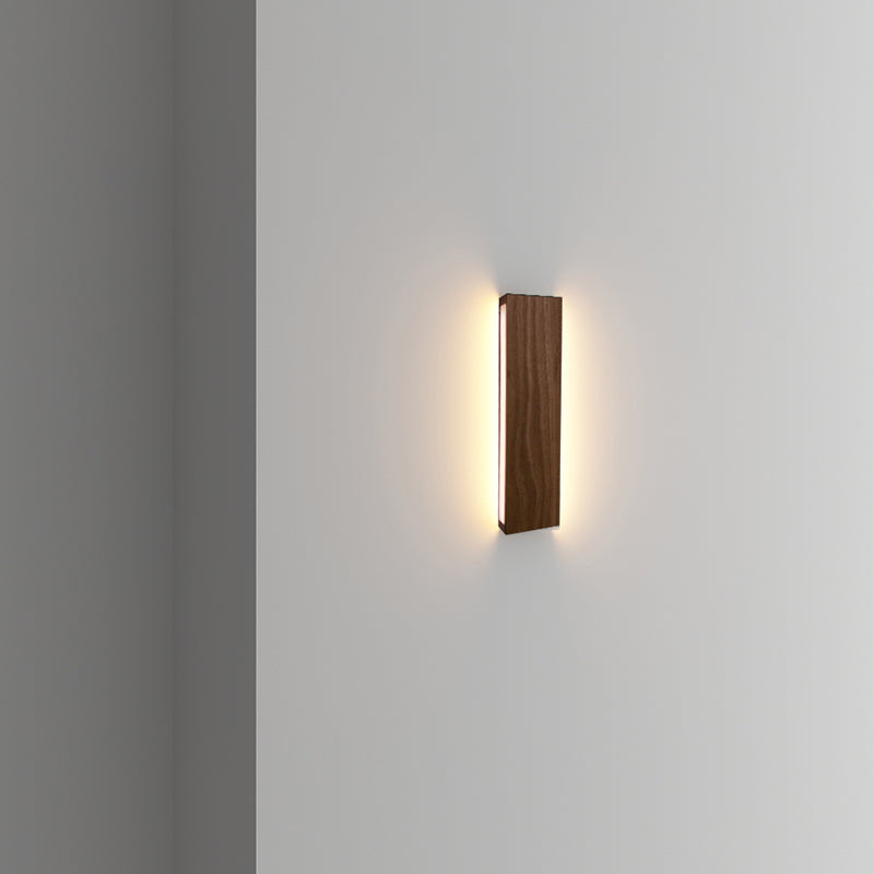 Éclair mural en bois carré de style moderne 1 montage mural clair luminaire en marron