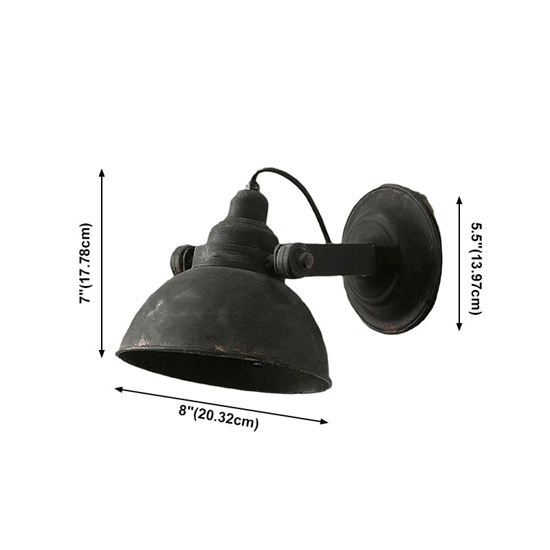 Luci di applique a cupola industriale Metal 1 Light Fun a monte della parete leggera in nero