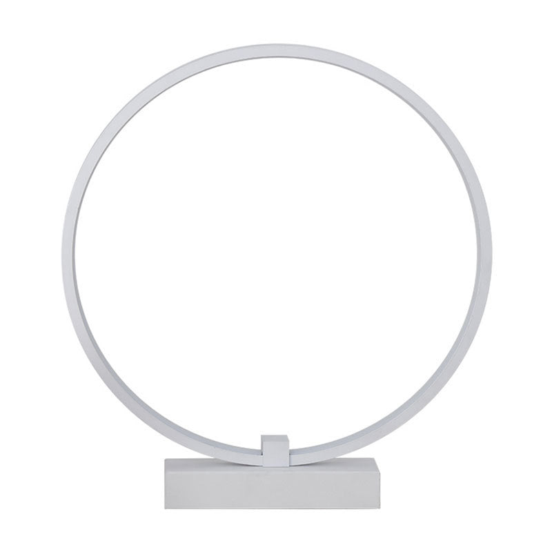 1 Light Circle Table Light Modernism Metal Night Table Lamps for Bedroom in White