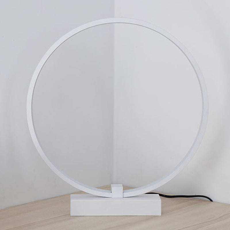 1 Light Circle Table Light Modernism Metal Night Table Lamps for Bedroom in White
