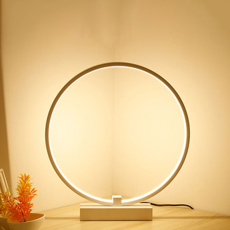 1 Light Circle Table Light Modernism Metal Night Table Lamps for Bedroom in White