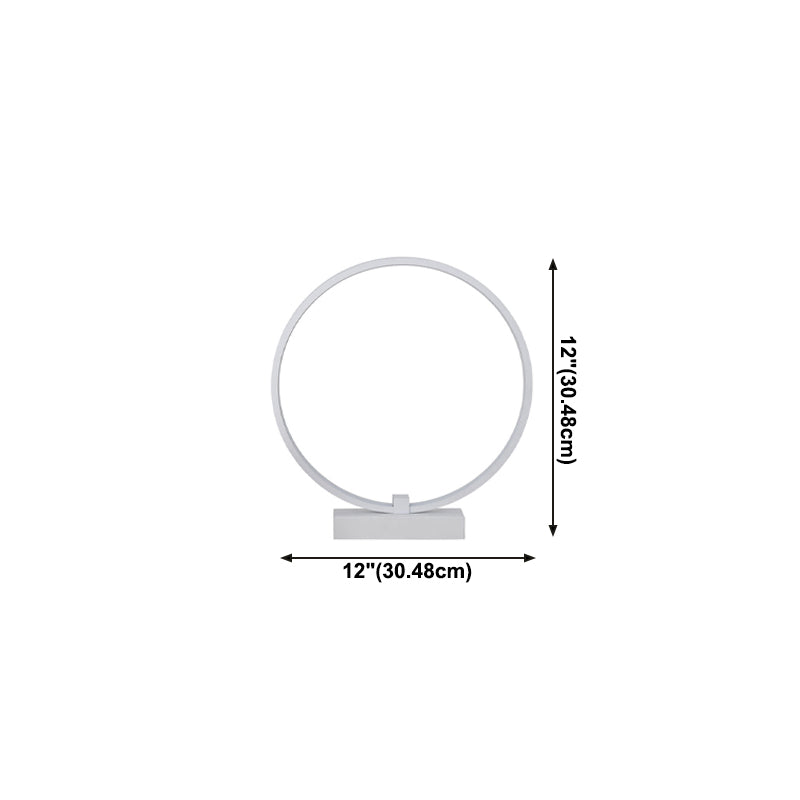 1 Light Circle Table Light Modernism Metal Night Table Lamps for Bedroom in White