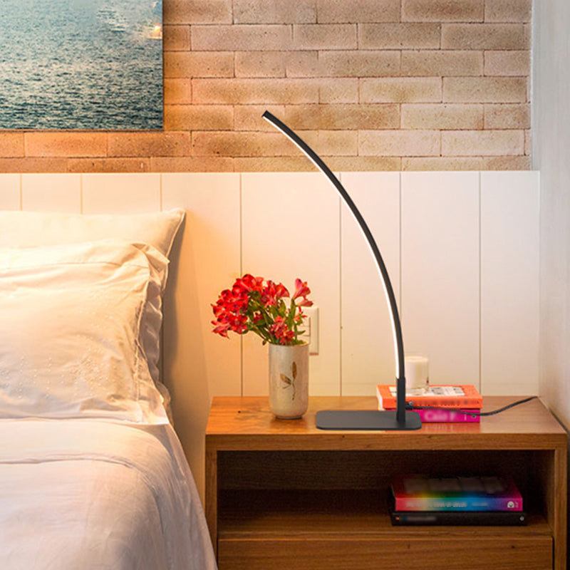 Linear Table Lamps Contemporary Metal Night Table Lamps with Acrylic Shade for Study Room