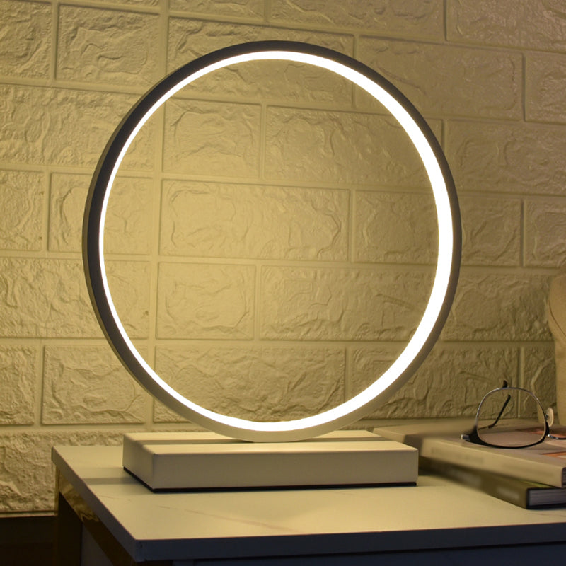 Linear Night Table Lamp Modern Style Metal 1 Light Nightstand Lamp in White