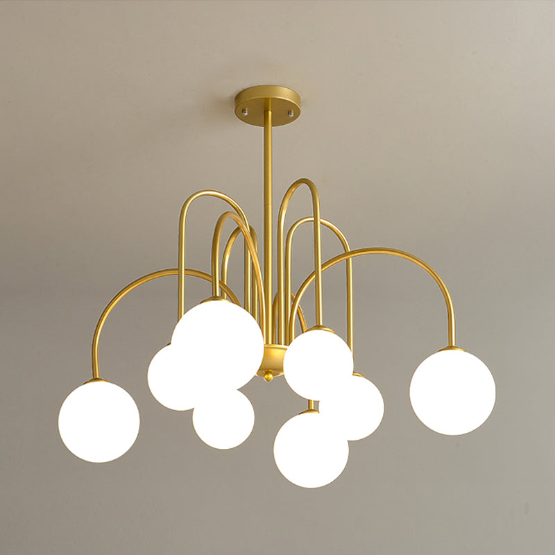 Modern Artistic Globe Hanging Lamp Lacquered Iron Indoor Chandelier with Glass Shade