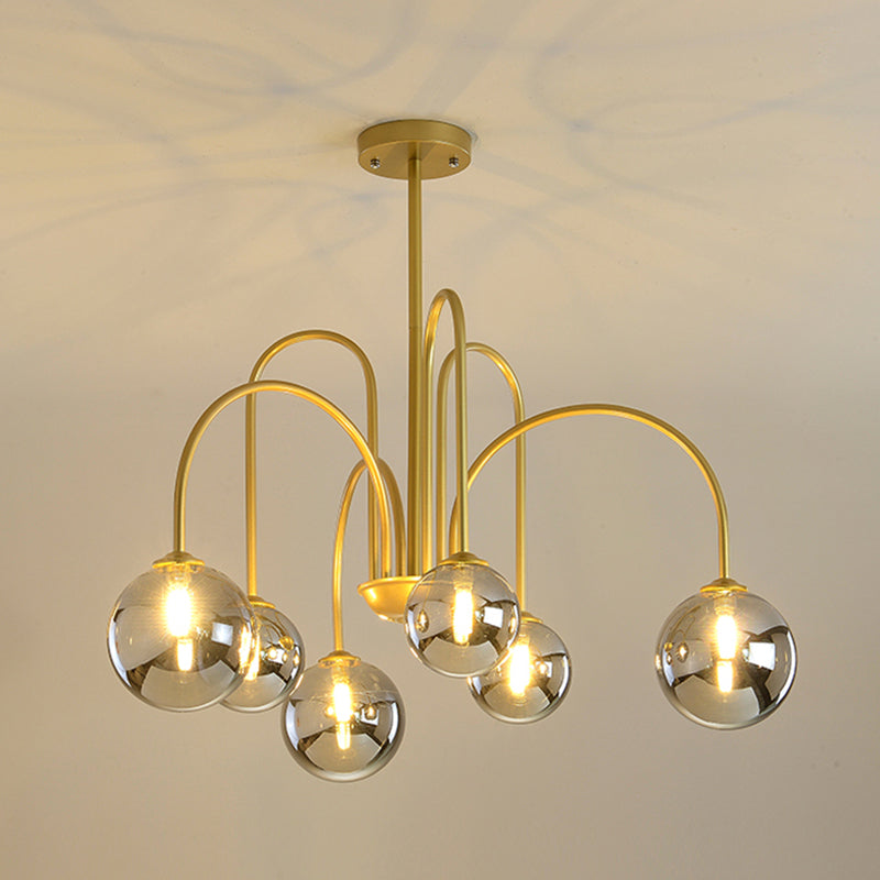 Modern Artistic Globe Hanging Lamp Lacquered Iron Indoor Chandelier with Glass Shade