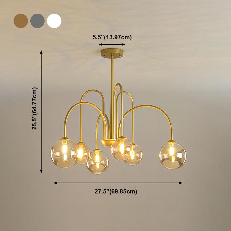 Modern Artistic Globe Hanging Lamp Lacquered Iron Indoor Chandelier with Glass Shade