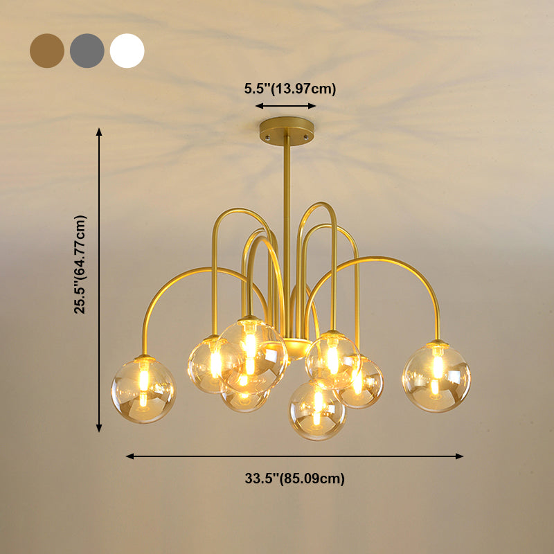 Modern Artistic Globe Hanging Lamp Lacquered Iron Indoor Chandelier with Glass Shade