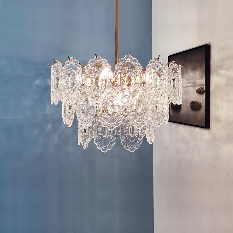 Multi Light Wheel Pendant Chandelier Modern Style Glass Hanging Lighting for Dining Room