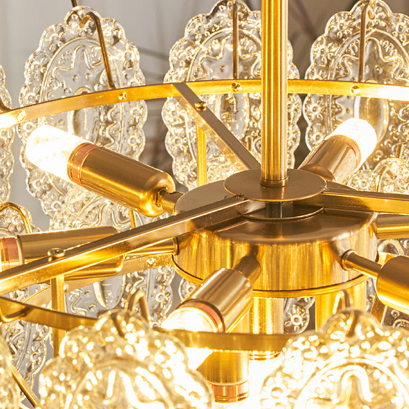 Multi Light Wheel Pendant Chandelier Modern Style Glass Hanging Lighting for Dining Room