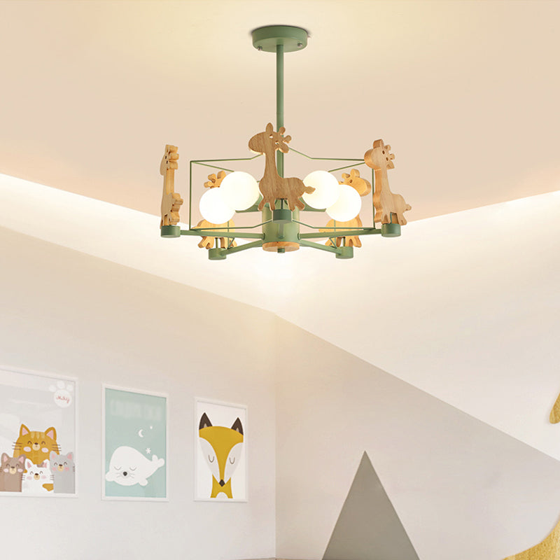 Moderne macaron -stijl tak hangend licht houten multi -kop kroonluchter voor woonkamer