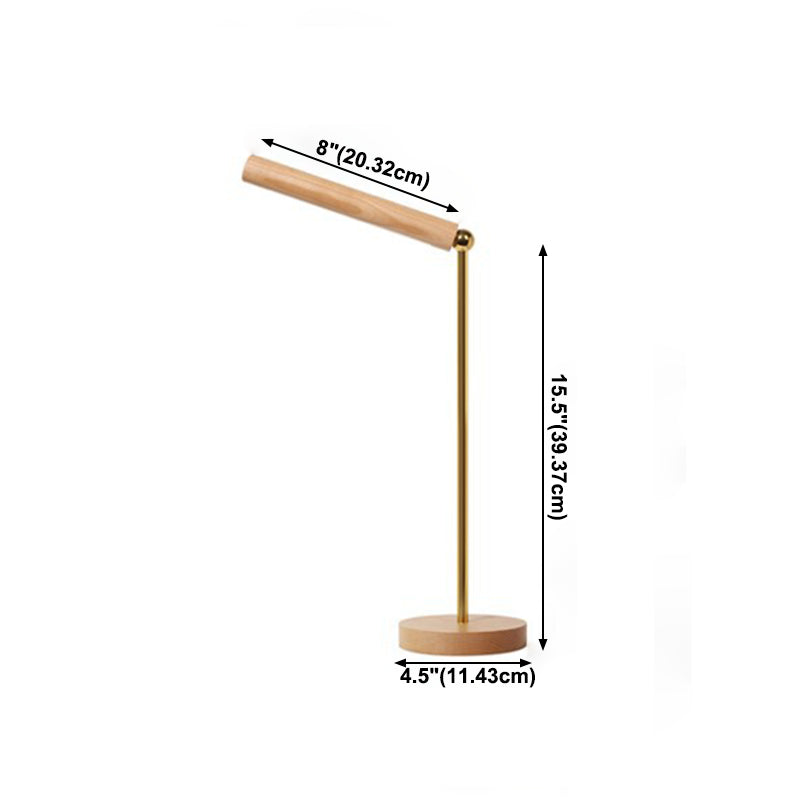 1 Light Linear Table Light Contemporary Wood Night Table Lamps for Study Room in Brown