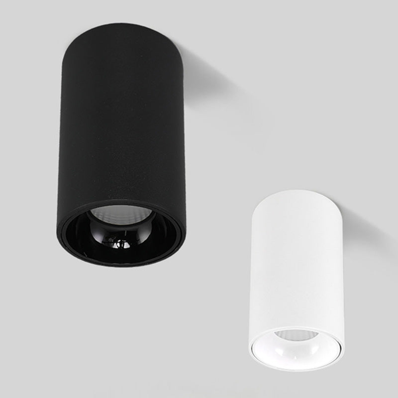 Lámpara de techo LED con forma de cilindro, montaje empotrado de 1 luz de aluminio moderno para dormitorio