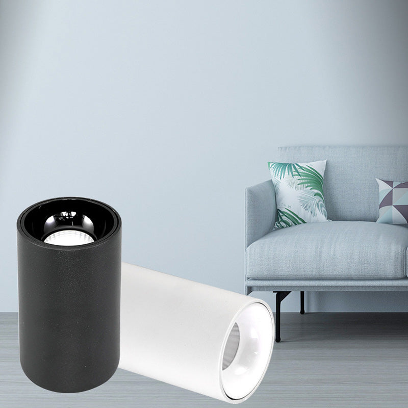 Lámpara de techo LED con forma de cilindro, montaje empotrado de 1 luz de aluminio moderno para dormitorio