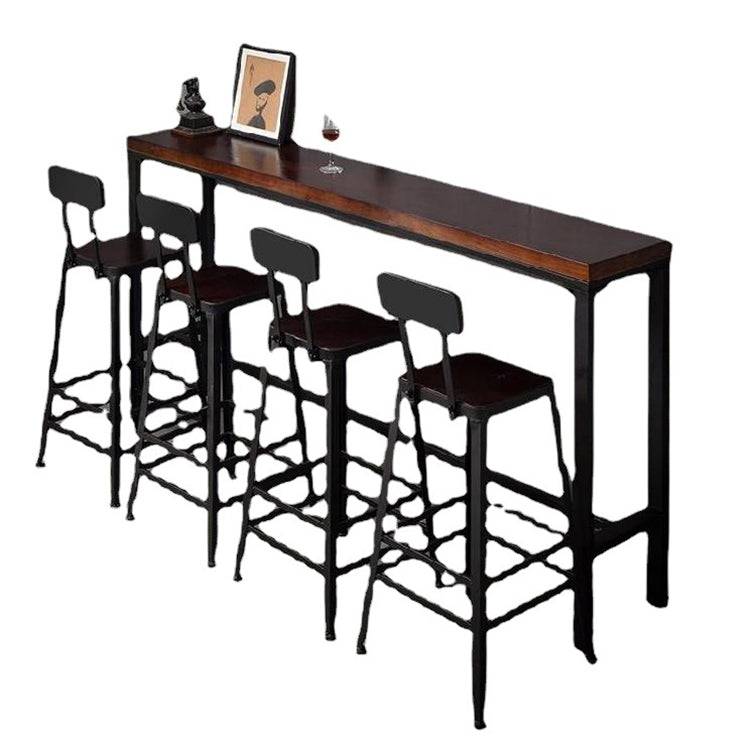 Taburetes de bar de cuero marrón industrial taburetes cuadrados con base de metal