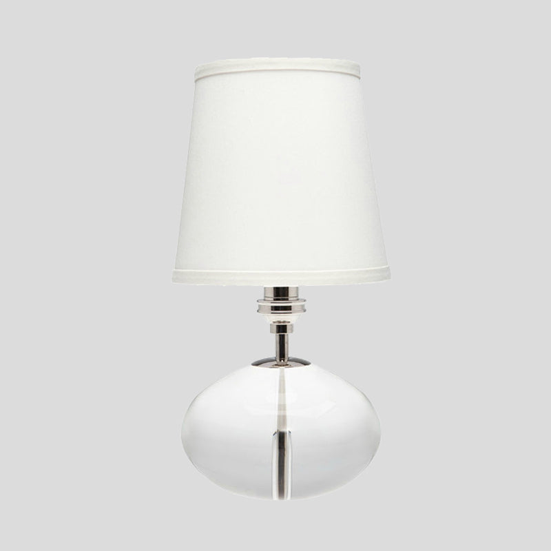 Luz de la mesa de tela oblonga Simplicidad Clear Crystal 1 cabeza Lámpara de escritorio pequeña en blanco