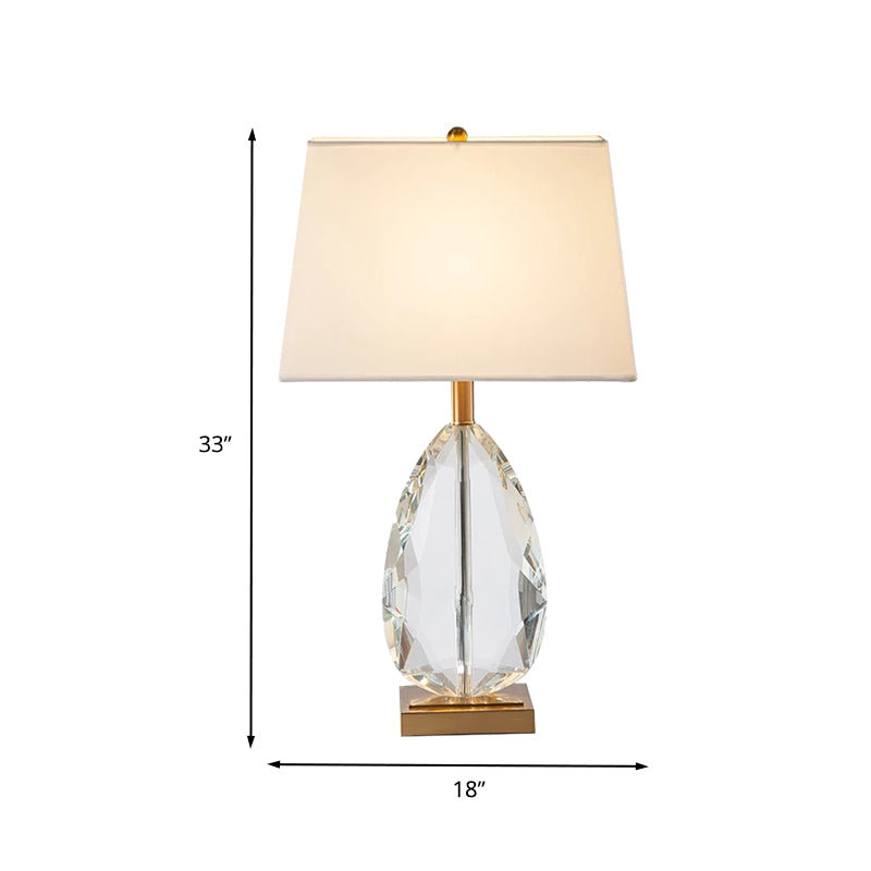 1 Glühbirnenschlafzimmertisch Licht moderner beige Nachttischlampe mit Trapezstoffschatten